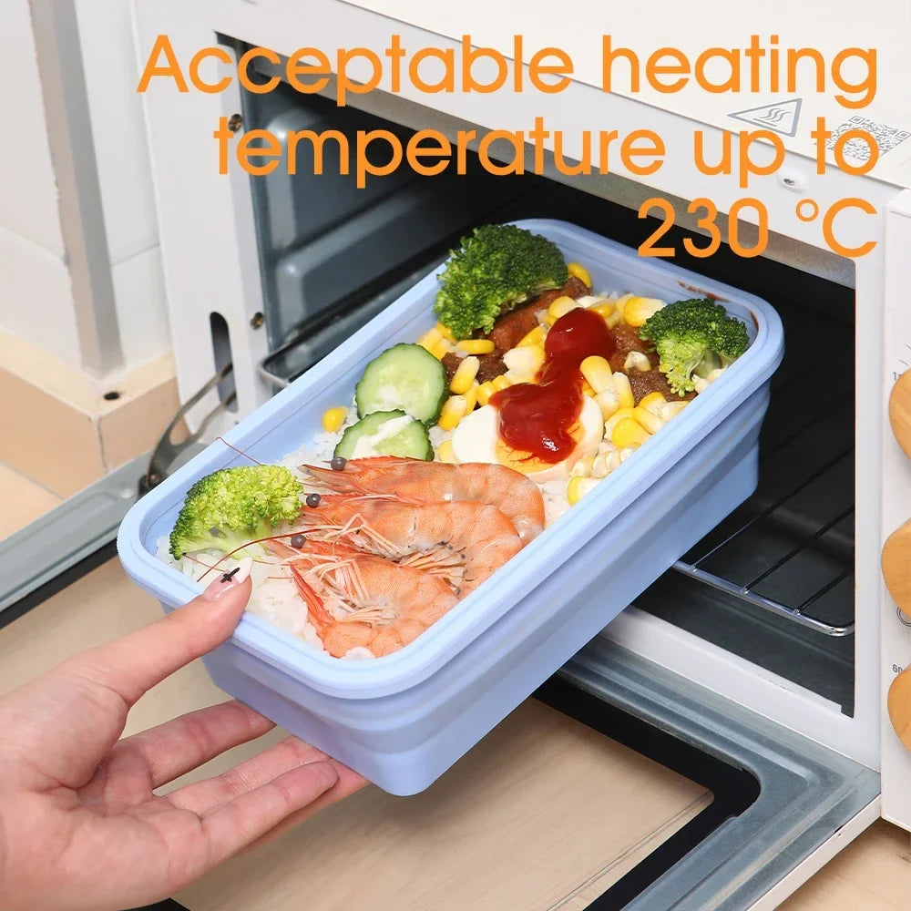 4PS Collapsible Food Storage Containers with Lids & Vent,, Kitchen Stacking Silicone Collapsible Meal Prep Container Set For