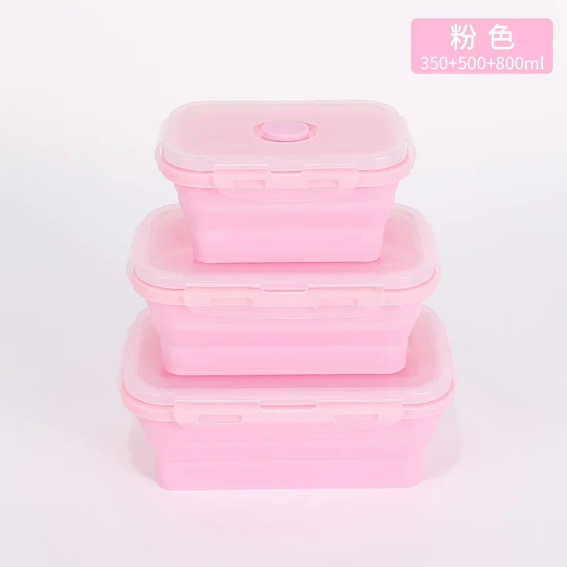 4PS Collapsible Food Storage Containers with Lids & Vent,, Kitchen Stacking Silicone Collapsible Meal Prep Container Set For