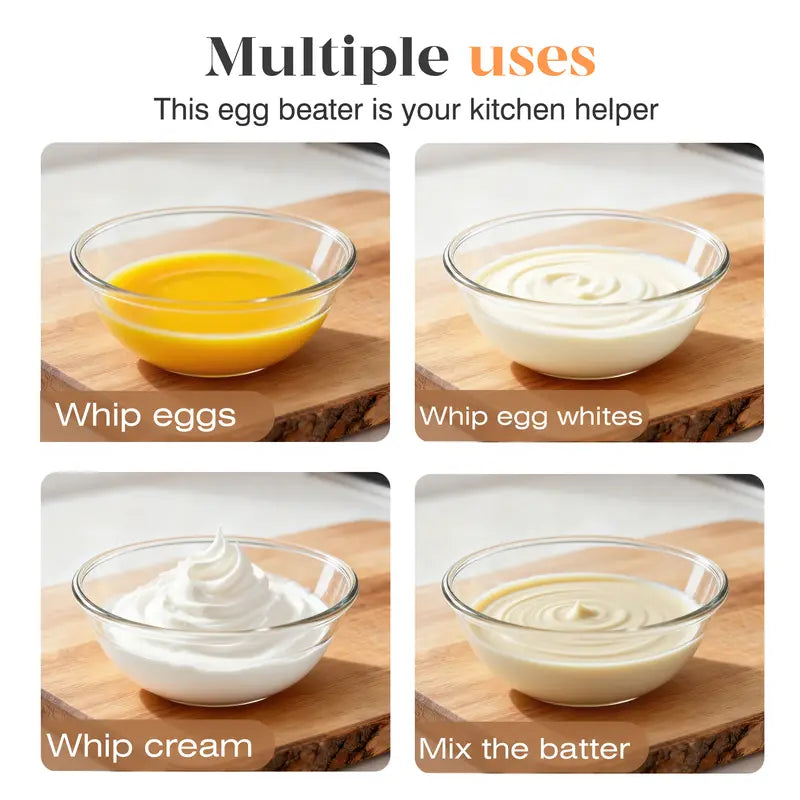 Food-Grade Stainless Steel Spinning Egg Beater - Rustproof Hand-Push Kitchen Gadget Mixer with Built-In Spring Mechanism, Sturdy Riveted Construction, Semi-Automatic Design, Easy to Clean for Cooking, Daily Blending
