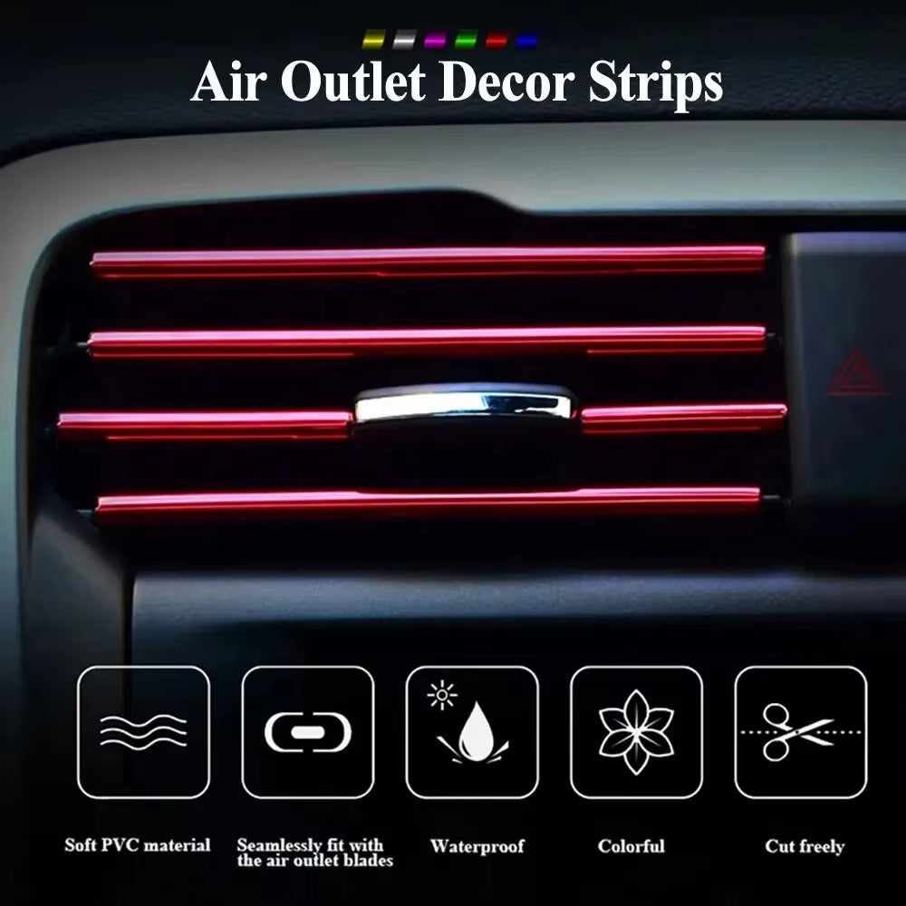 10Pcs 20Cm Car Air Conditioner Outlet Decorative U Shape Moulding Trim Decor Strips Car Styling Car Door Edge Corner Protector