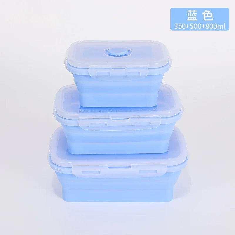 4PS Collapsible Food Storage Containers with Lids & Vent,, Kitchen Stacking Silicone Collapsible Meal Prep Container Set For