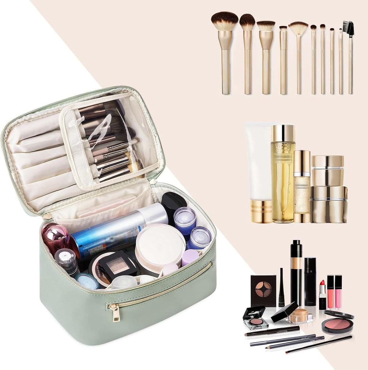 Makeup Bag, Women Travel Make up Vanity Case with Handle